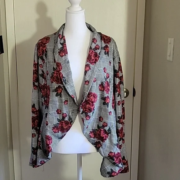 Torrid Herringbone Floral Blazer Size 14-16 - Picture 1 of 9